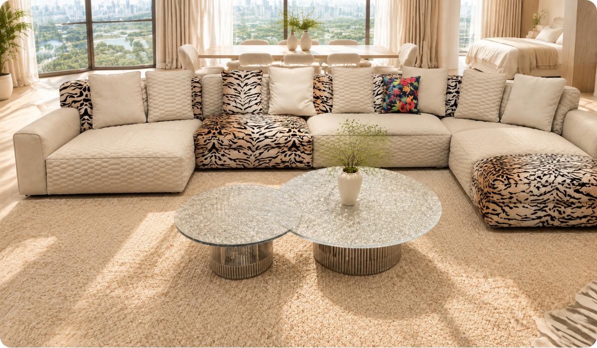 Tiger Print Modular Sofa